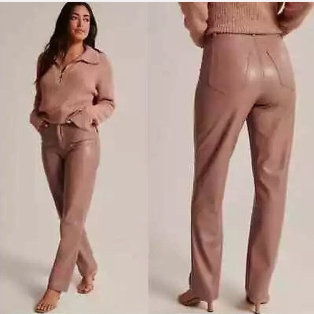 Abercrombie 90’s straight ultra high rise curve love vegan leather pants